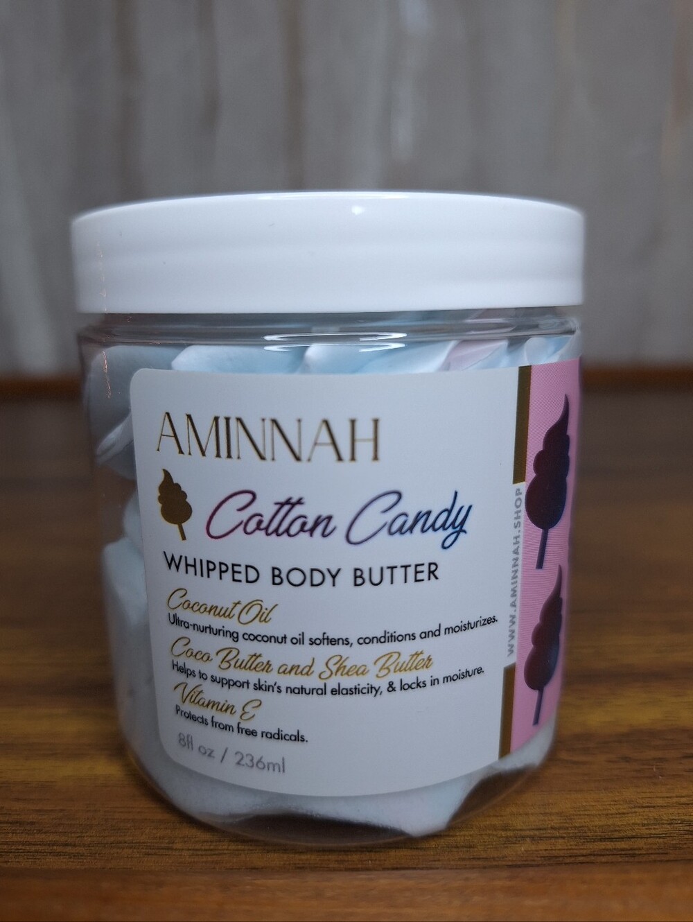 AMINNAH Cotton Candy Whipped Body Butter Jar 8oz New Self Care Spa Gift